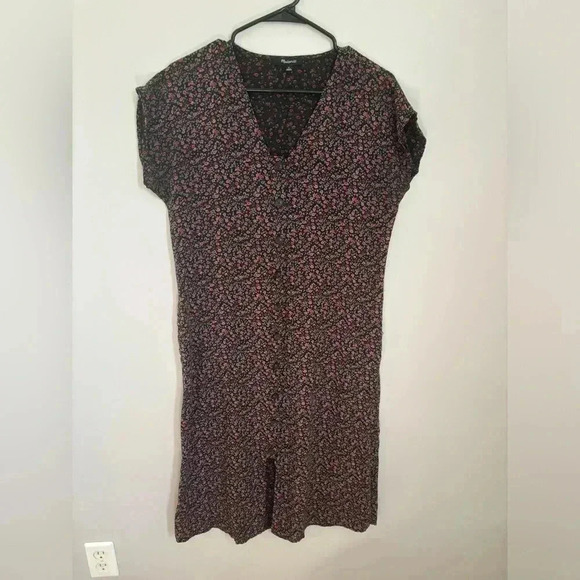 Madewell Easy Midi Button Down V Neck Dress in Fieldwalk Floral Size Small - Picture 5 of 11